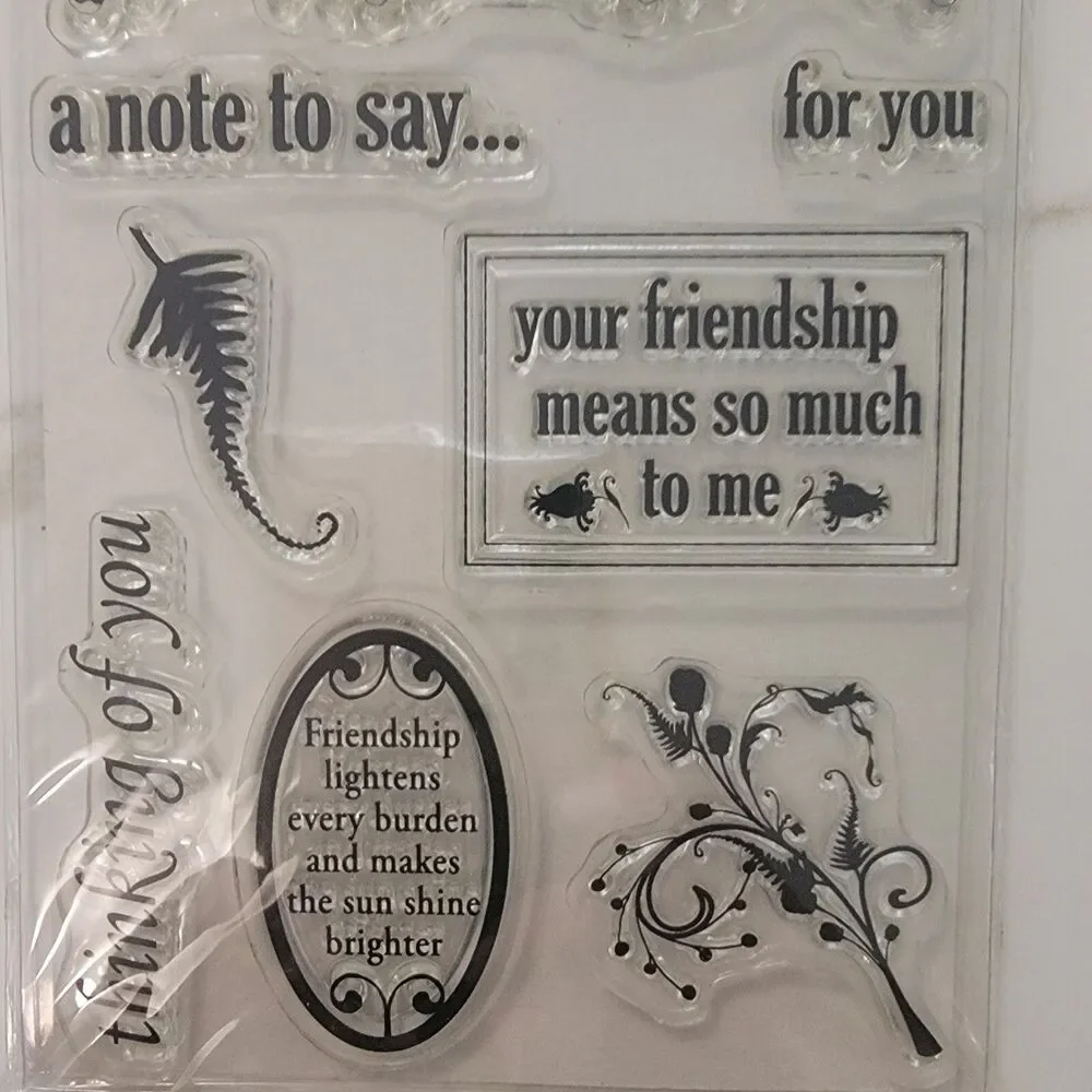 Inkadinkado & Heidi Grace Clear Stamps Flower Sentiments Friendship LOT of 2